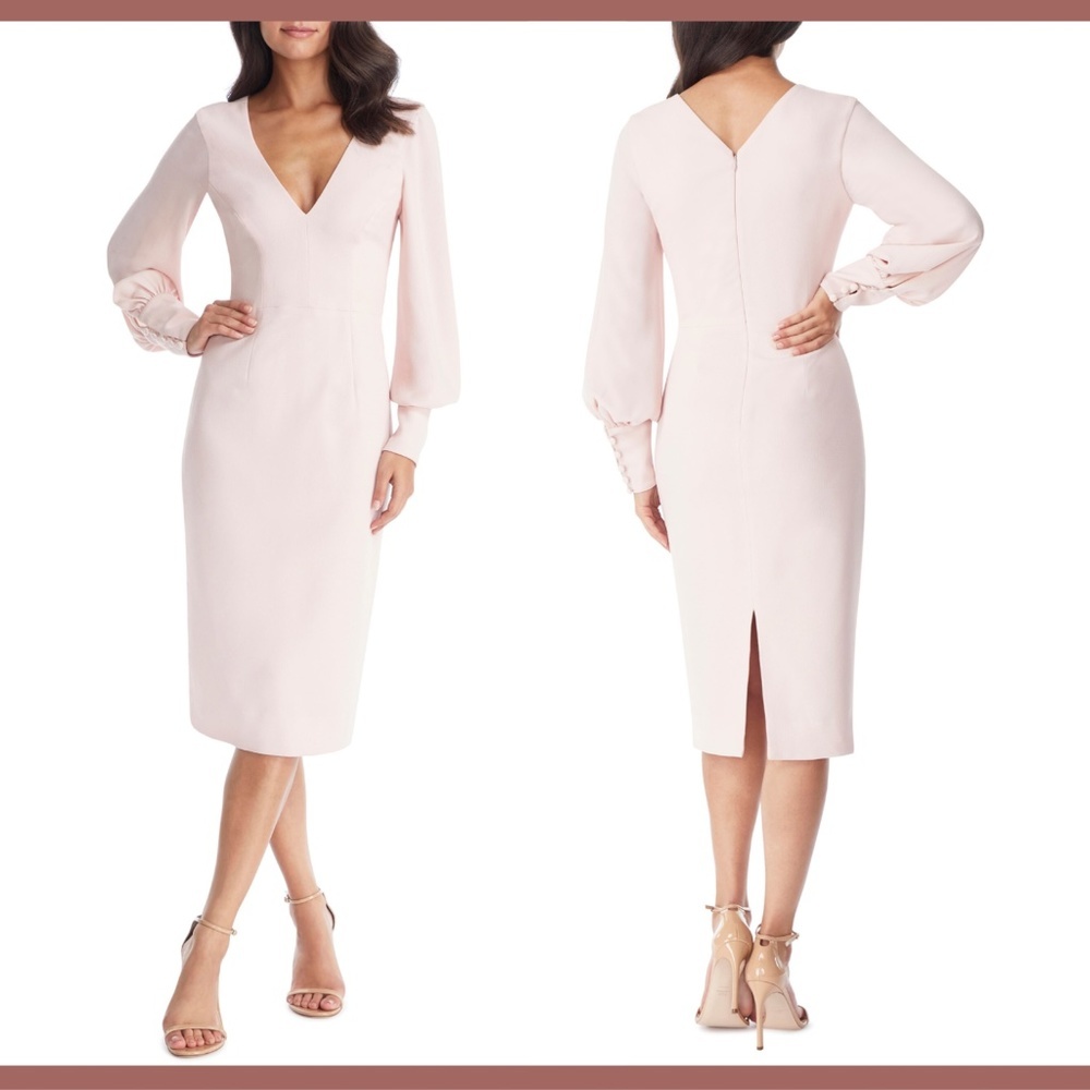 NWT‎ $232 Dress the Population Norah Plunge Body-Con Dress in Pink [SZ XS ]